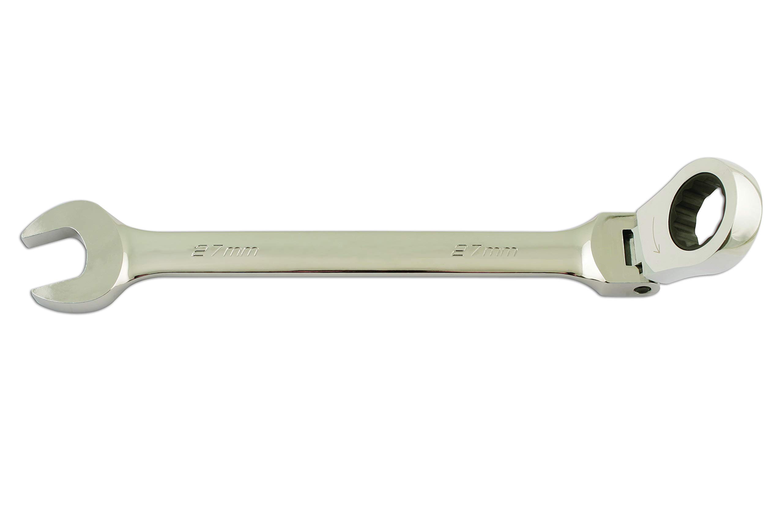 Laser 5589 Flexi-Head Ratchet Ring Spanner 27mm, Chrome - Image 2