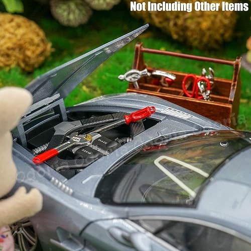 Miniatura 7 de Odoria Caja de herramientas miniatura 1/12 con 8 herramientas para casa de muñecas y accesorios de garaje