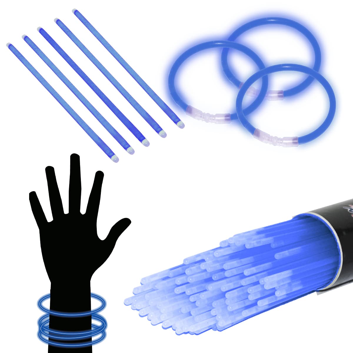 100 pulseras luminosas Azul