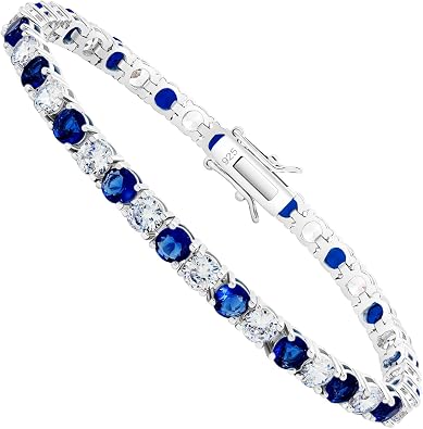 سوار Kose 925 من الفضة الإسترليني للنساء والرجال | 4 مم من الياقوت الياقوتي Emerald Cubiz Zirconia Classic Tennis Bracelet | الحجم 6.5-8 بوصات