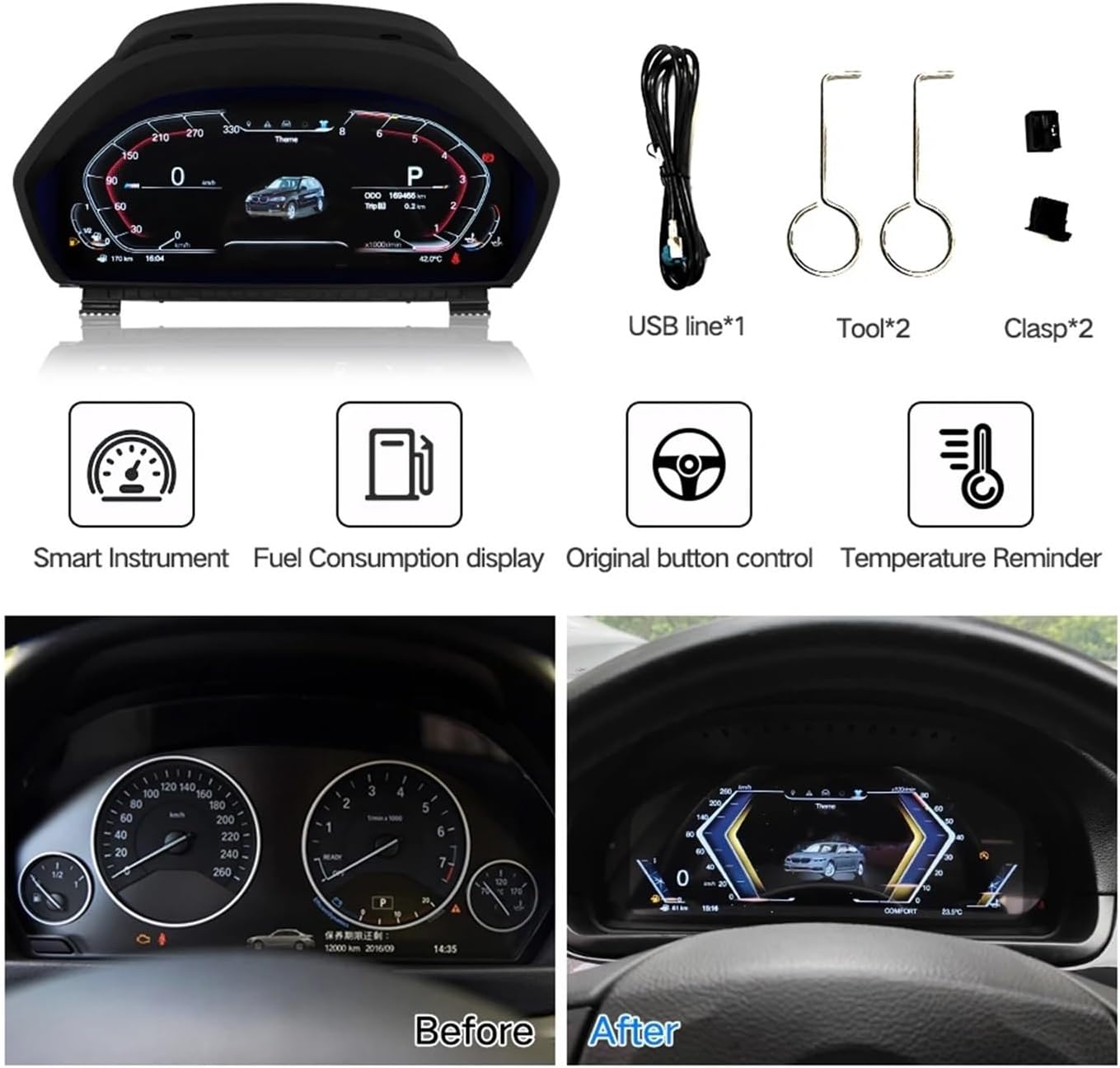 Series Car Digital Dashboard Vehicle GPS Sensor Speedometer Digital Instruments CKSD 12.3 LCD Auto Meter Display