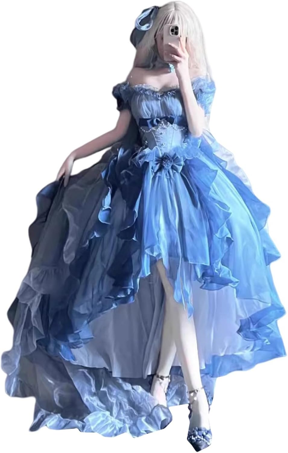 Bose and Galya Lolita Dress, Long Training, Bride, Off Shoulder Dress, Princess Style, Long Hem, Lolita, Sheer, Outfit, Court Style, Bride, Cosplay, Coloring, Mori Girl, Graduation, Coming-of-Age