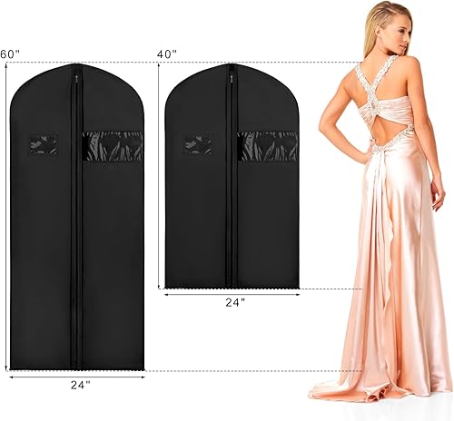 Miniatura 7 de Syeeiex Bolsa de traje de 40 pulgadas, juego de 8 bolsas de ropa para colgar ropa, bolsas de traje para almacenamiento en el armario, bolsas de