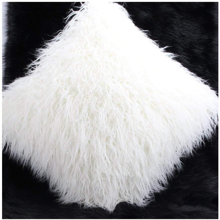 Seek4comfortable Tibetan Mongolian Lamb Fur Pillow Cover Throw Pillow Cushion Cover Pillowcase, White - 18" x 18"