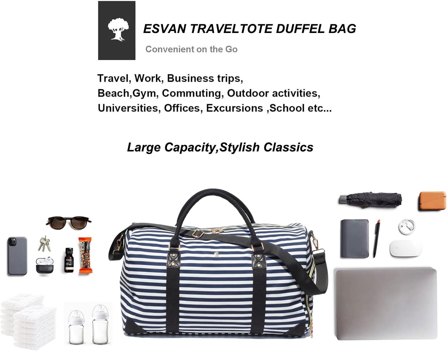 Travel Duffle Bag, Weekender Bag for Women with Shoe Compartment, Carry on Overnight Bag Gym Duffel Bag, Mommy Hospital Bags