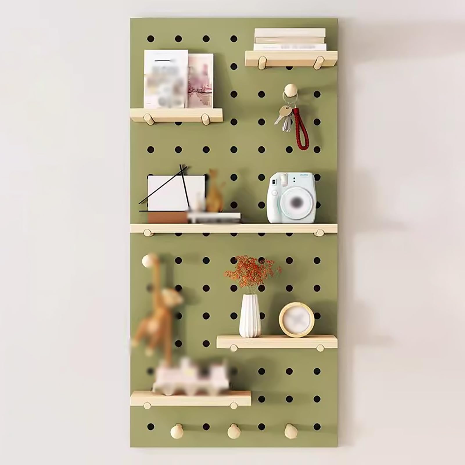 Lochwand-Garagenregal mit Bohreraufbewahrung, Schraubenschlüssel-Set, Halterungen, Langen Haken, Wandorganizer für Zuhause und Büro, grünes Holz-Lochwand-Set – 60 x 120 cm, DIY-Wandorganizer