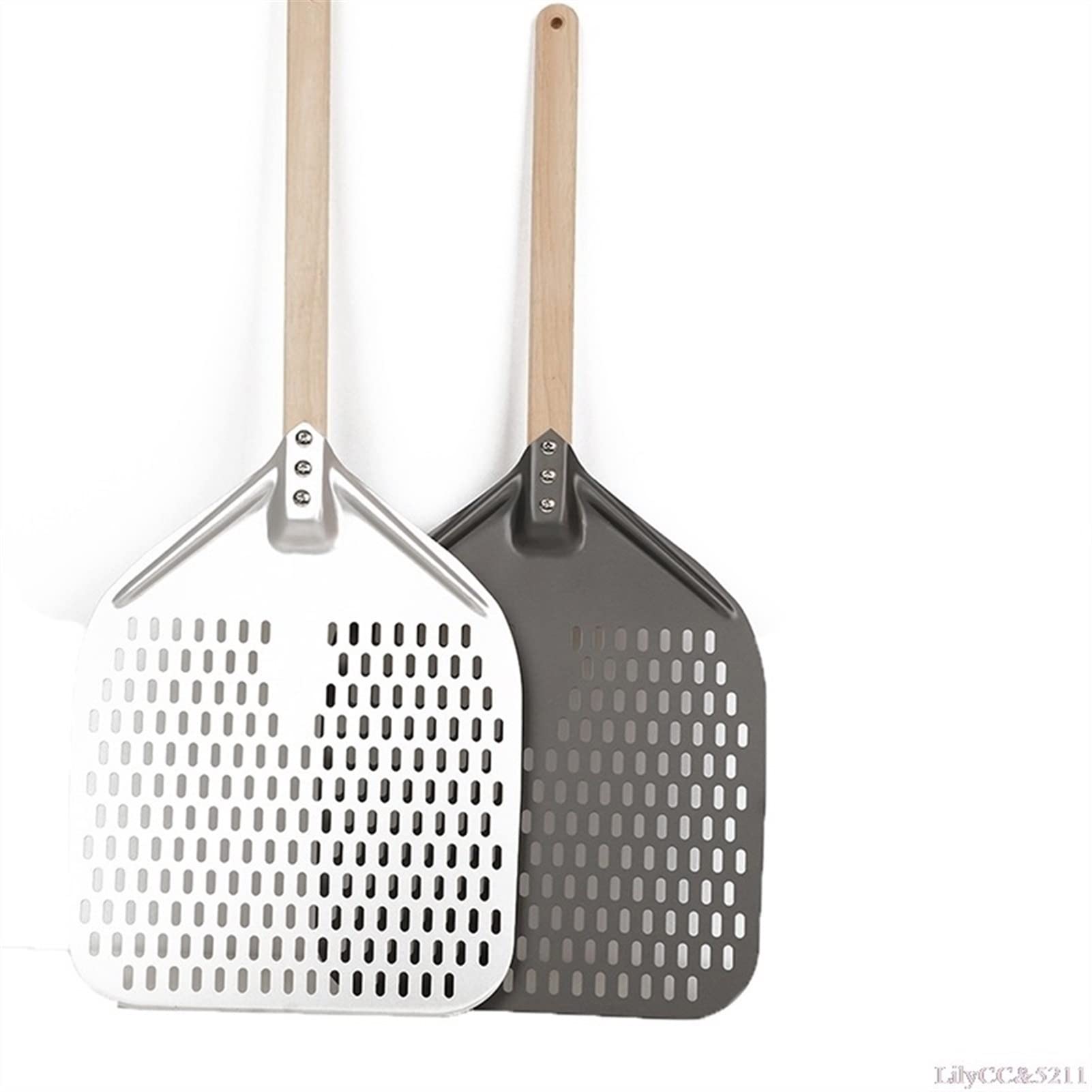 Espátula de Horno portátil de 12/14 Pulgadas Herramienta de repostería para Hornear en el hogar Mango de Madera Espátula de Pizza Pala de Pizza con Mango Largo (Color : E) (B)