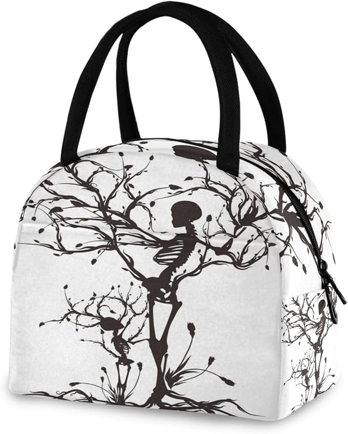 ZZKKO Red Poppies Lunch Bag Box Tote Organizer Lunch Container Insulated Zipper Meal Prep Cooler Handbag For Women Men Home School Office Outdoor Use (Sugar Skull)