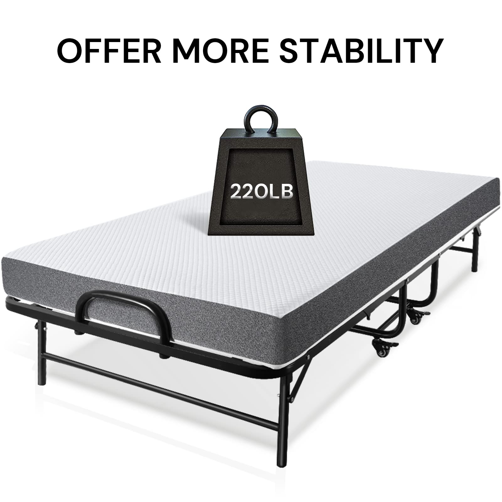 Buy SunsGrove Folding Bed with Mattress Cot Size, Portable Foldable Guest Bed for Adults, Roll