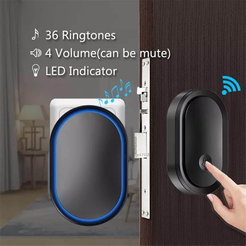 300m Range Home Intelligent LED Door Bell Chime 1 2 Button 1 2 3 Receiver (Color : A, Size : One Size)