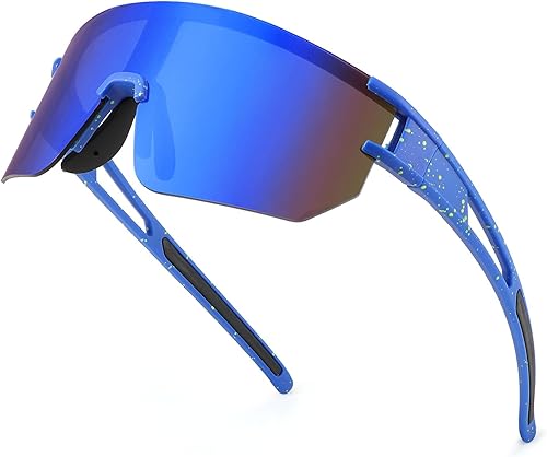 Miniatura 6 de WANWAN Gafas de sol de ciclismo para hombres y mujeres, gafas de sol deportivas de los años 80 con espejo para jóvenes y adultos para correr softbol