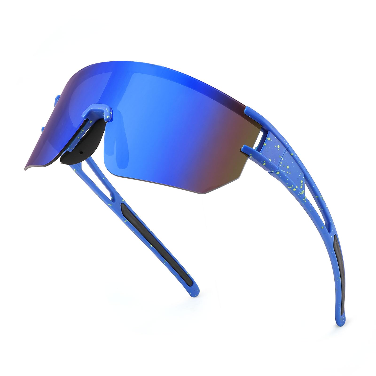 WANWAN Men Women Cycling Sunglasses, 80s Sport Baseball Mirrored Sun Glasses for Youth Adults Running Softball