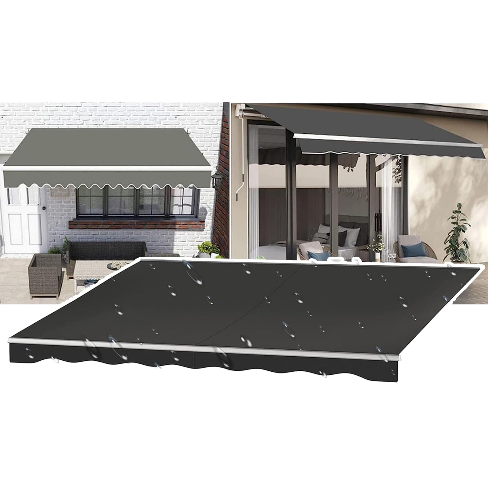 Toile de remplacement pour pare-soleil de balcon rétractable noir