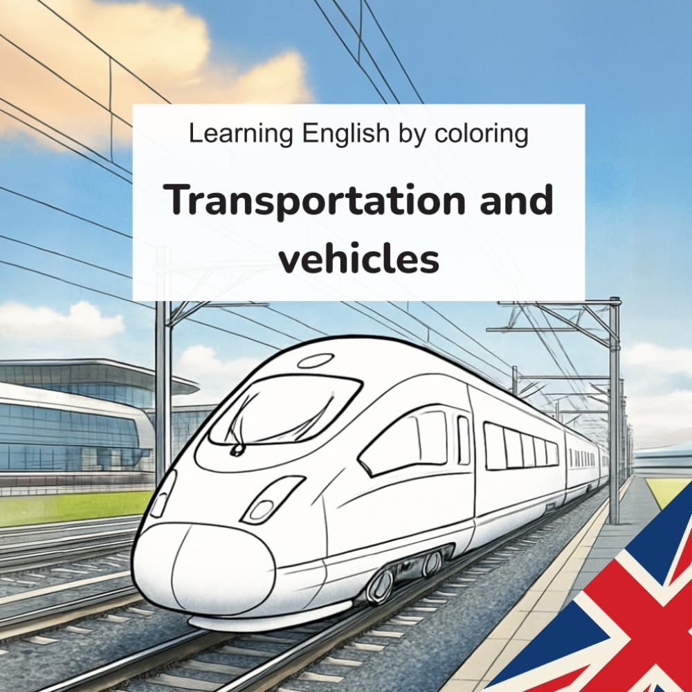 Learn English with Colors – Transportation and Vehicles: A fun and educational coloring book to learn English words about transport and vehicles (Learn languages by coloring - Transports and vehicles)