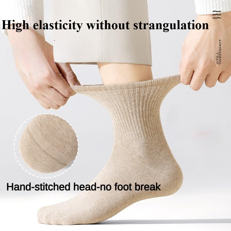 Mens 100% Cotton Socks Thin Mid Calf Moisture Wicking Business Casual Mens Socks 5 Pack2