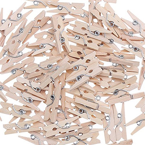 Jooks Lot de 100 mini pinces à linge en bois naturel