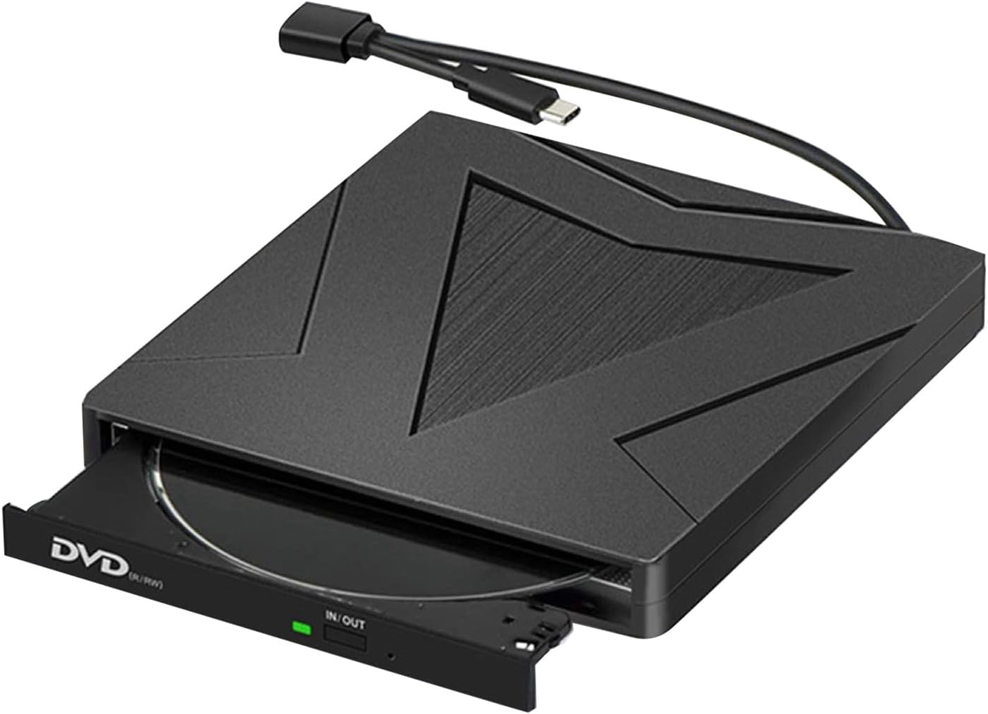 DC 5V External Optical Drive Dual USB3.0 & Type-C for 5Gbps Stable Data Transfer DVD CD VCD Disc Reader Writer for PC