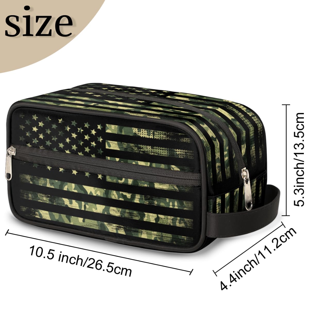 cfpolar Camo Toiletry Travel Bag for Men, Vintage Camouflage Flag Water-Resistant Shaving Kit Large Capacity Dopp Kit, Toiletry Organizer Shaving Bag for Travel Sports Bathroom Shower…