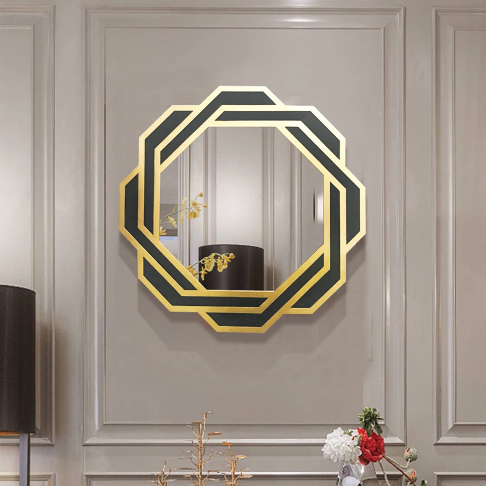 Dekorative Wandspiegel,Geometrischer Metall Spiegel Sunburst Wandspiegel,Wandspiegel Hängender Akzentspiegel für Schlafzimmer Schränke Wohnzimmer Dekor