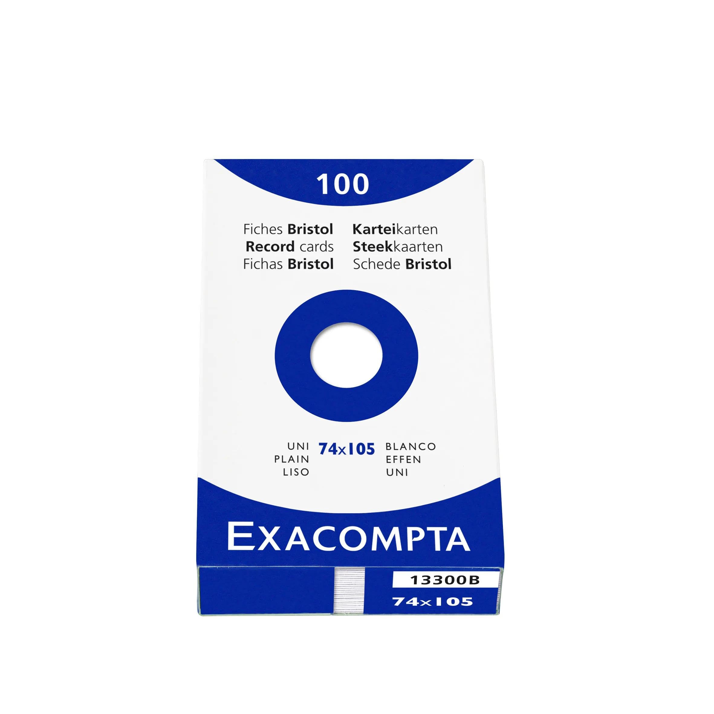 Exacompta - Réf. 13300B - Carton de 10 étuis de 100 fiches bristol unies non perforées - format 74 x 105 mm - - couleur blanc