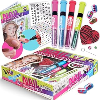 Nail Kit for Girls Ages 7-12, FunKidz Peelable Nail Art Set with Nail Polish Pens Glitter Sticky Temporary Nail Decoration Makeup Kit for Teens Party