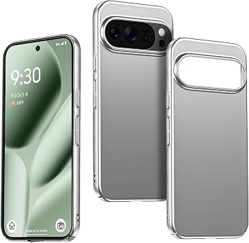 GRECAZO Ultra Thin Frosted Designed for Pixel 10 Pro/Pixel 10 Phone Case 6.3 inch2025 Slim Minimalist Lightweight Matte Hard PC Cover Protective Bumper Case-Silvery