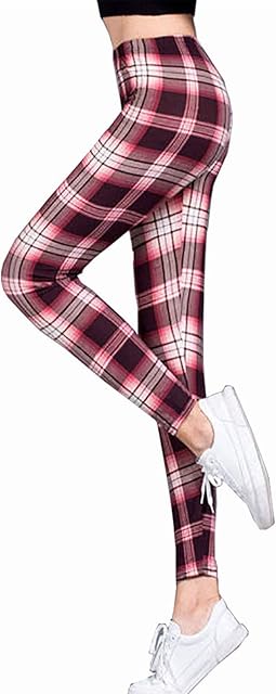 Tamskyt Plus Red Tartan Check All Over Ladies Print Elacticated Full Length Long Stretchy