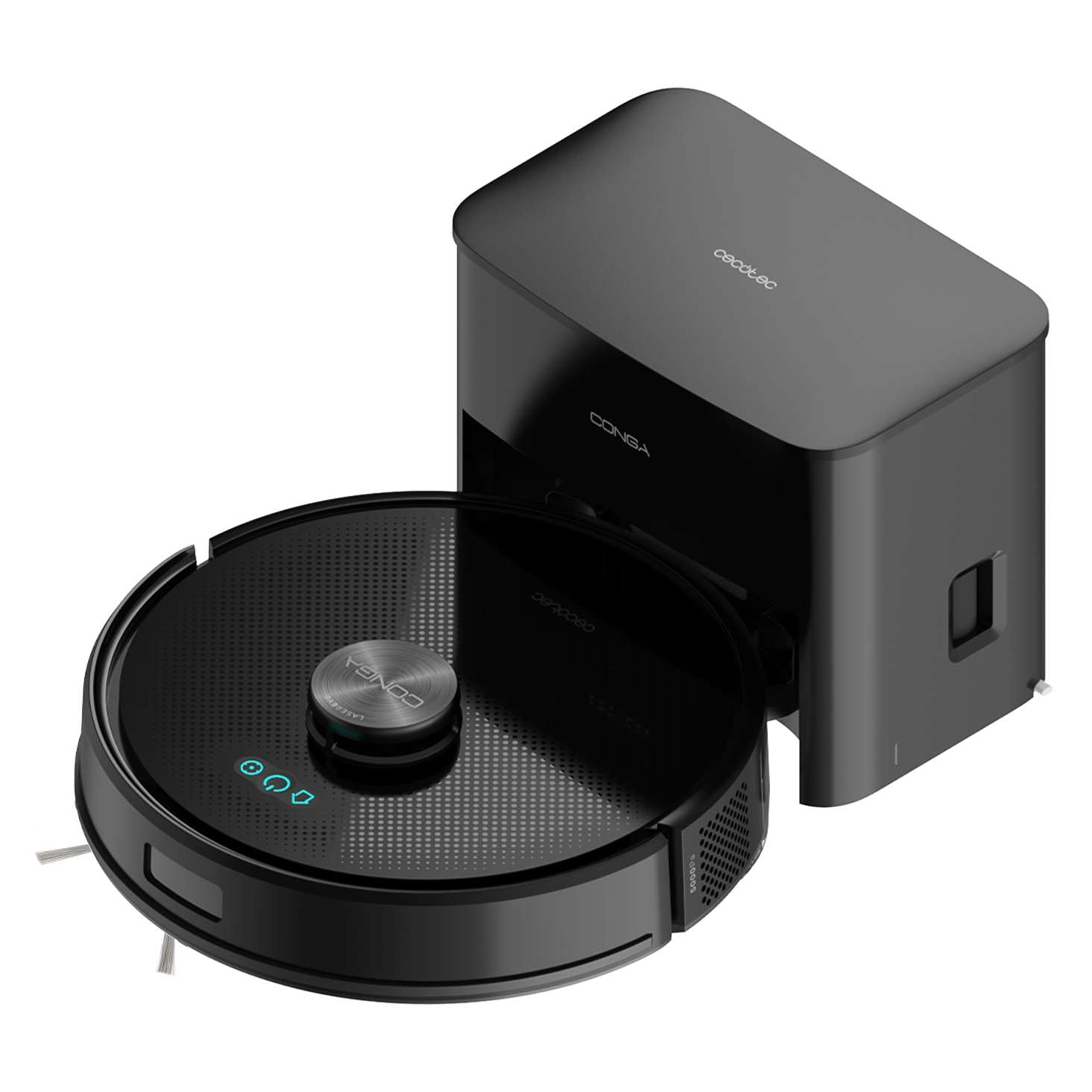 Cecotec Robot Aspirador y Friegasuelos con Base de Autovaciado Conga Y50 X-Treme. Navegación Láser, Potencia de Succión 5000Pa, Base con Depósito 3L, Cepillo Multifunción, App