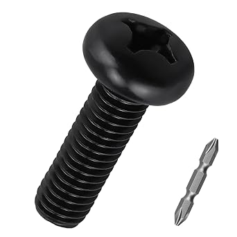 50 Pcs M5-0.8 x 20mm Black Pan Head Machine Screws with Bit, 304 Stainless Steel 18-8, Phillips Drive Round Head Metric Bolts, Rust Resistant Black Finish for Rack Mount & Bicycles