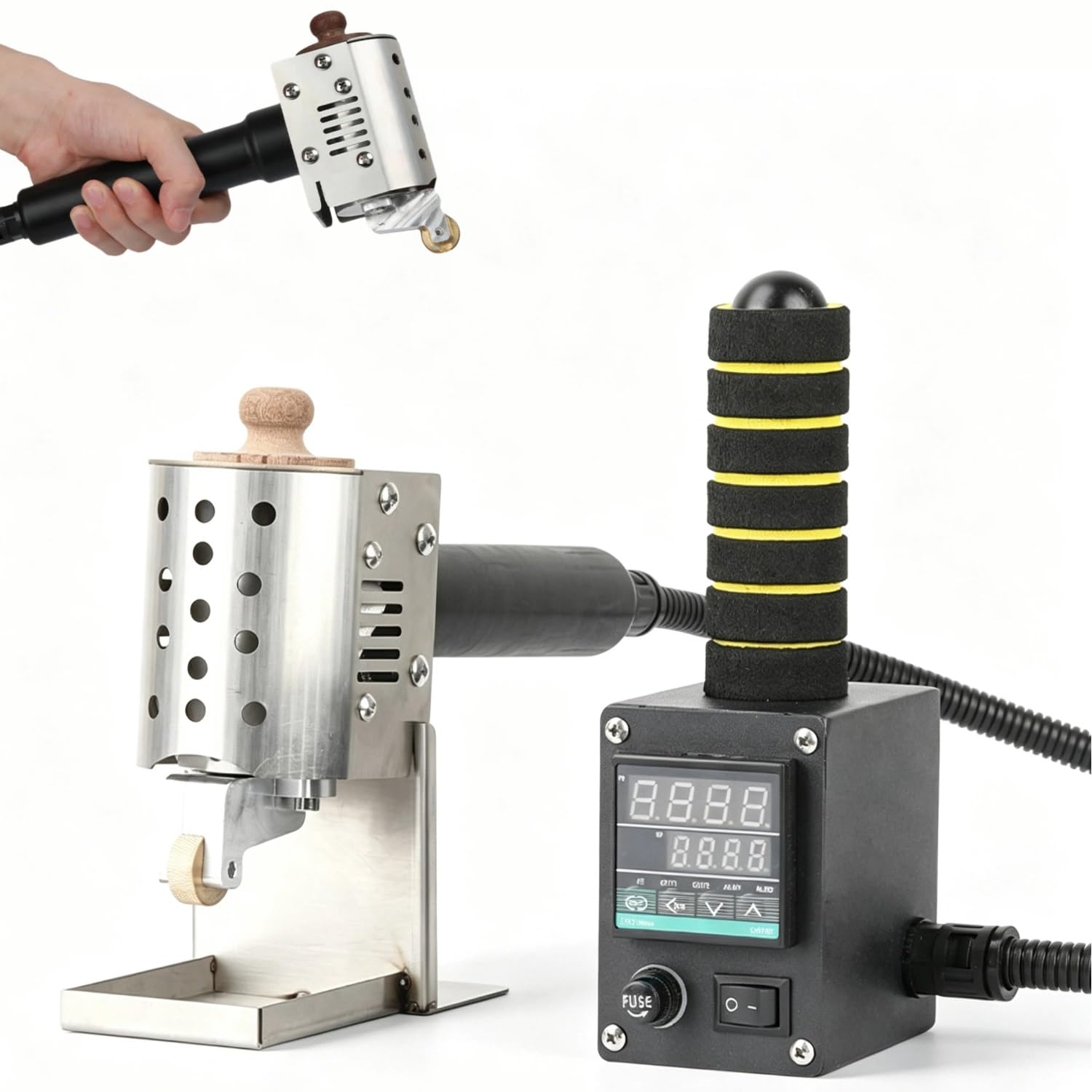 Maszyna do zwijania kleju na gorąco, regulowana temperatura 150 W 50-300°C, dozownik kleju do tkanin, opakowań, wyrobów skórzanych z wałkiem (3 mm/0,118 cala)