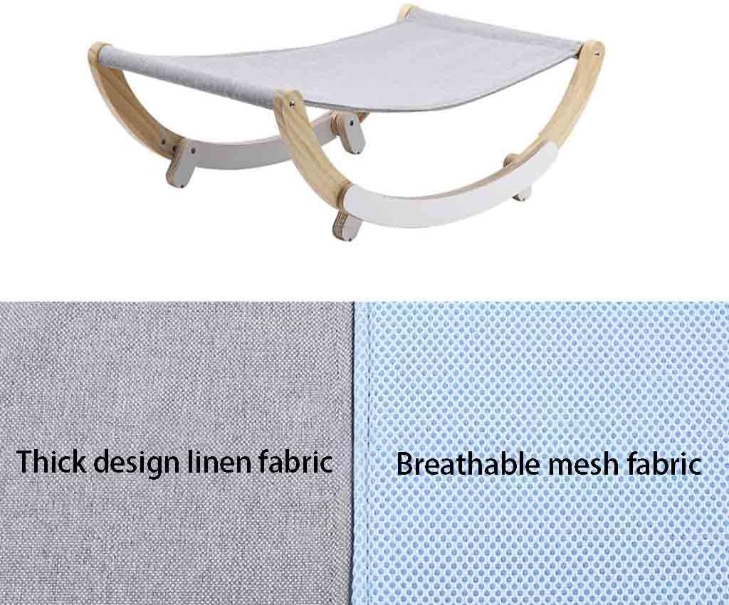 review AKDXMCat Hammock Bed for Indoor,Solid Wood Fancy Kitty Swing,Cat Swing Chair,The Installation is Simple, with a Non-Slip Design at The Bottom,Cat Bed Dog Bed Pet Hammock Bed,Linen