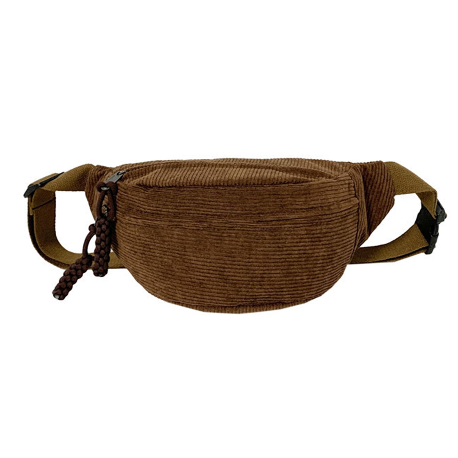 Muloo Fashionable Corduroy Waist Bag for Women Stylish and Convenient Fanny Pack Chest Bags for Casual Outings, app. 34x15x11cm /13.38x5.9x4.33in,