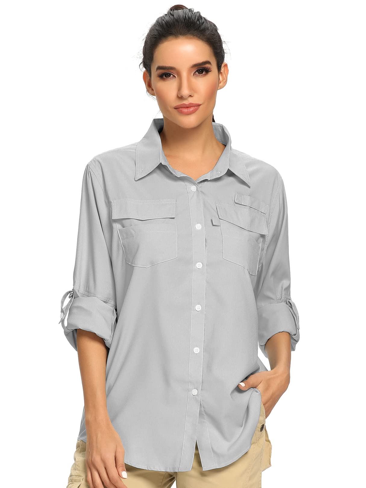 ToomettWomen's UPF 50+ Sun Protection Long Sleeve Fishing Shirts,Hiking Quick Dry SPF Safari Clothes for Women
