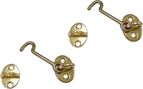Miniatura 18 de QCAA Gancho de cabina de latón forjado, 2-1/2 pulgadas, latón vibrado, paquete de 4
