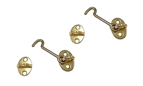 QCAA Forged Brass Cabin Hook Latch & Eye, 2-1/2", Vibrated