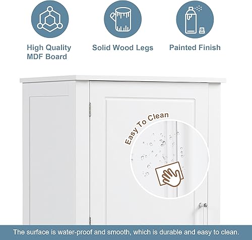 Miniatura 29 de Armario de baño de 64 pulgadas con 4 estantes, puertas y 1 cajón, armario alto con estantes ajustables para baño, cocina en casa, sala de estar