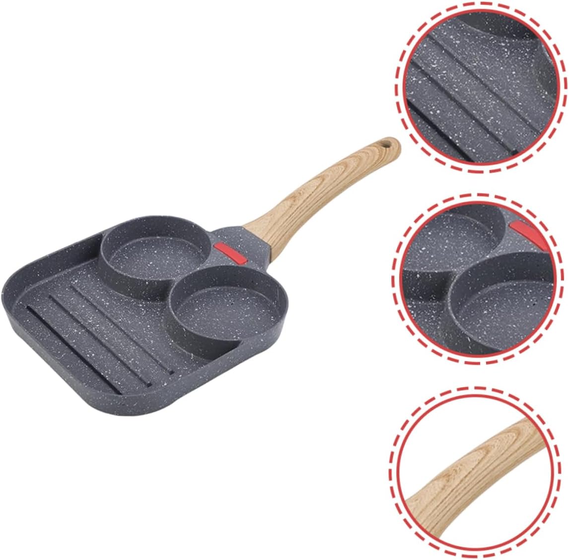 Hard Texture Non-deformable Steel Frying Pan Sectioned Skillets Induction Compatible Easy to Cle