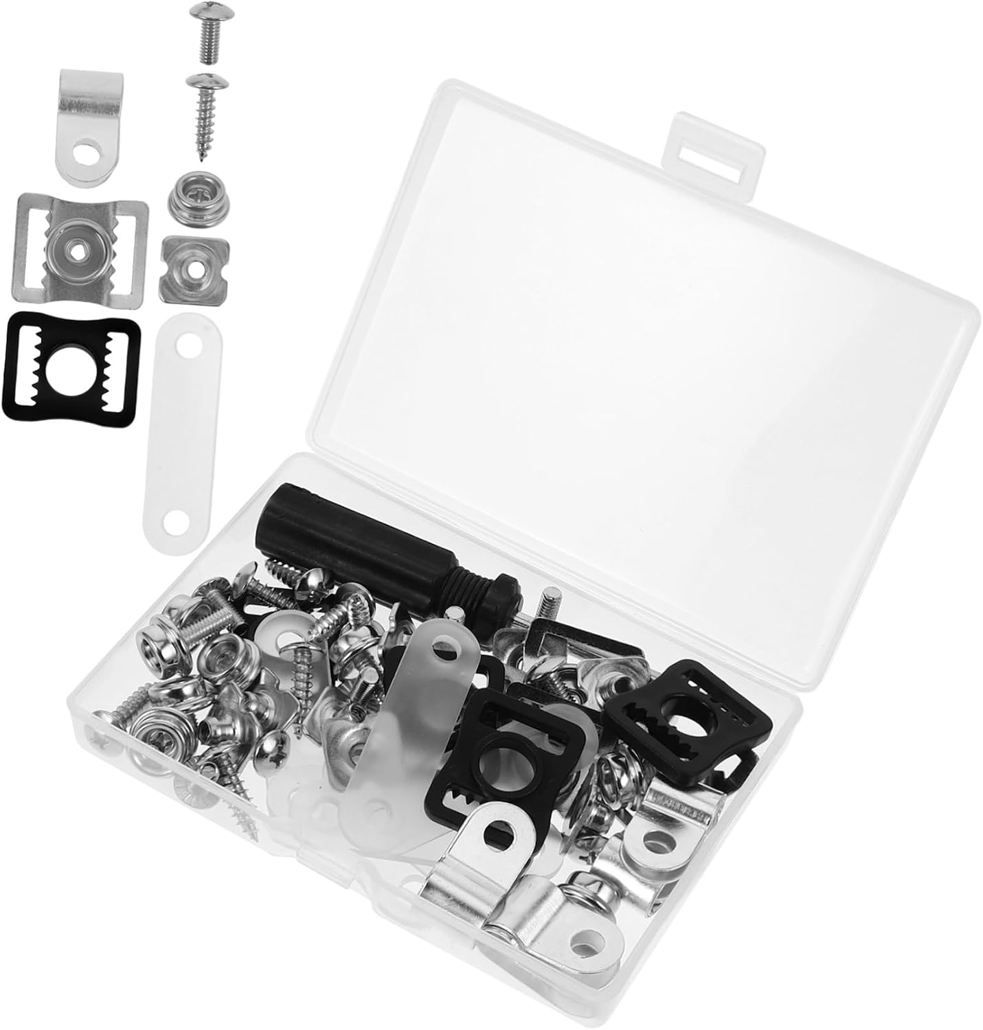 Toddmomy 57pcs Hockey Helmet Repair Kit Sports Helmets Hardware Includes R-Shape Visor Clips Chin Strap for Youth Adults Screws Nut Buckle Accessory Kit