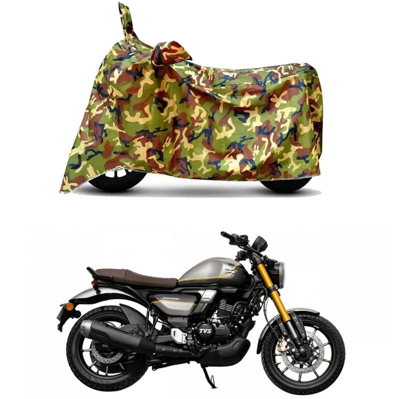 Image of Waterproof 100% PVC Coated Full Bike Scooty Two Wheeler Body Cover Compatible for TVS Ronin /UV-Rays /Heat Protection /Birds Dropping /Scratchproof /Dust Proof /All Varients[6X6 Jungle Print]
