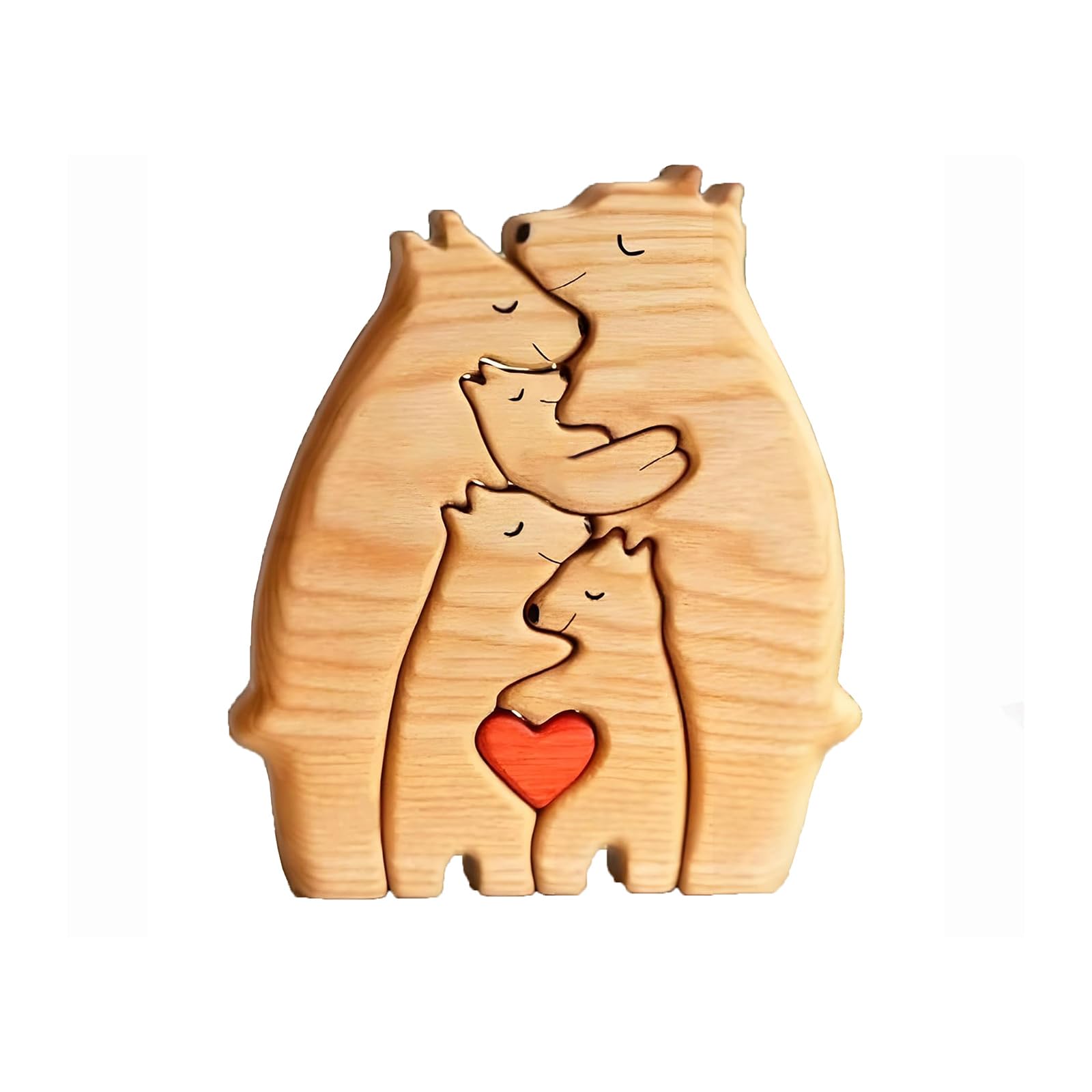RolyEnttain Puzzle familiar de osos de madera, esculturas de oso de madera, adorno de escritorio, decoración de mesa para el hogar, rompecabezas de madera personalizado de la familia de osos, regalo