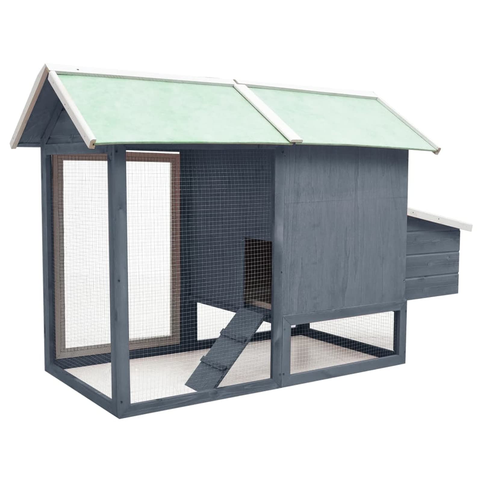Homgoday Jaula de pollo gris de 170 x 81 x 110 cm, madera maciza de pino y abeto, gallinero y corral, jaula para gallinas, patos, conejos, perros, jaula de aves de corral