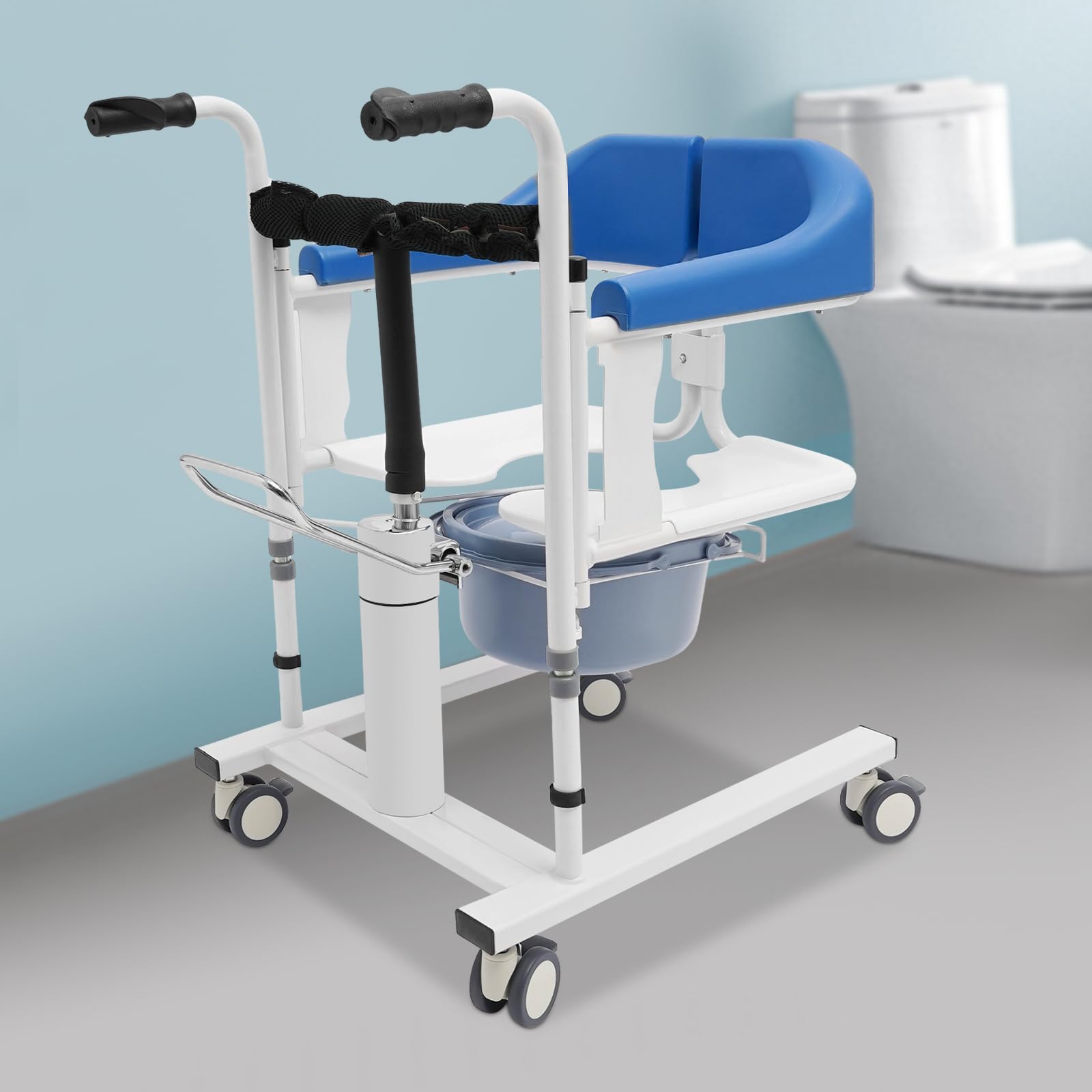 Sedia a rotelle idraulica, ascensore paziente sedia a rotelle per anziani, 4 ruote freni, apertura e chiusura a 180°, per famiglie, case di cura e ospedali