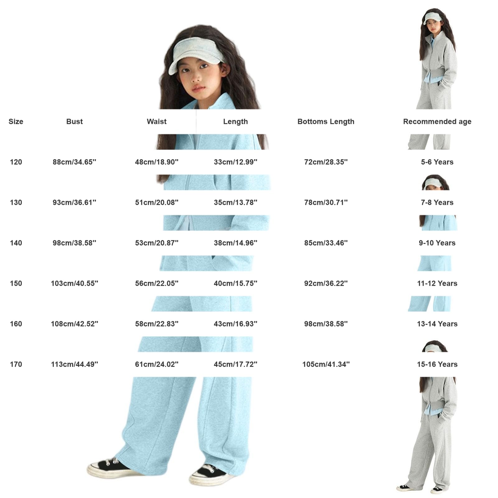 Ensemble Fille Demi-Zip Manches Longues Pantalon Large 2 Pièces Sport | Pantalon Large Fille Tenue Décontracté Idéale Jogging Hiver Confortable Tendance Taille 2-15 Ans