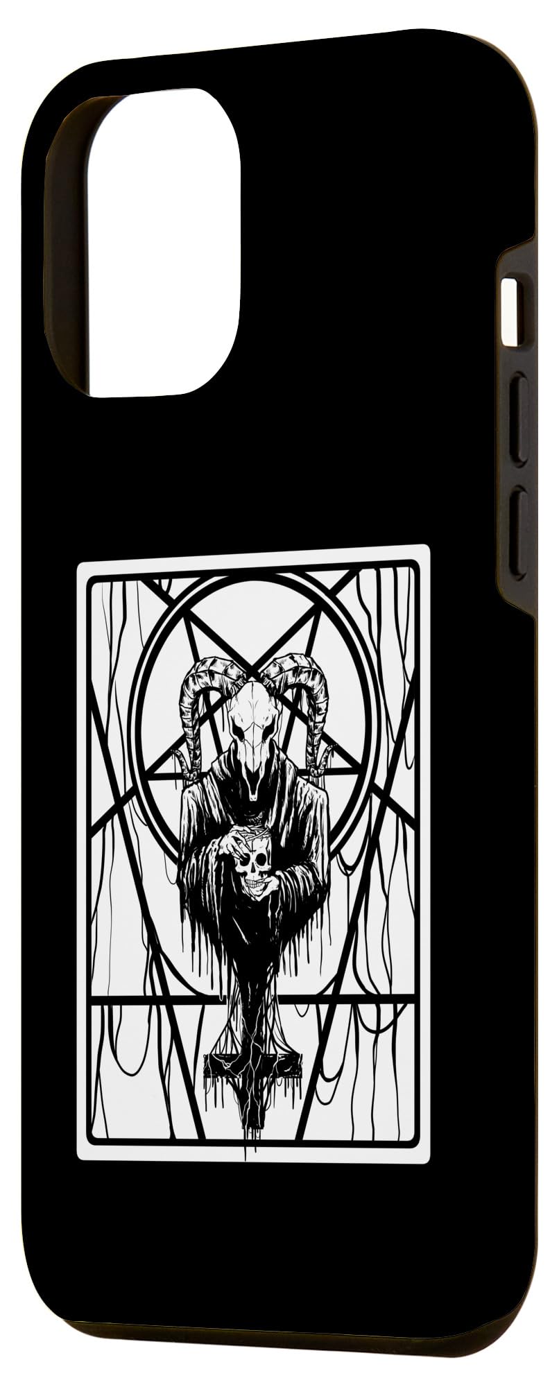 iPhone 14 Plus Satanic Dark Art Evil with Skull 666 Pentagram Baphomet Case - Image 2