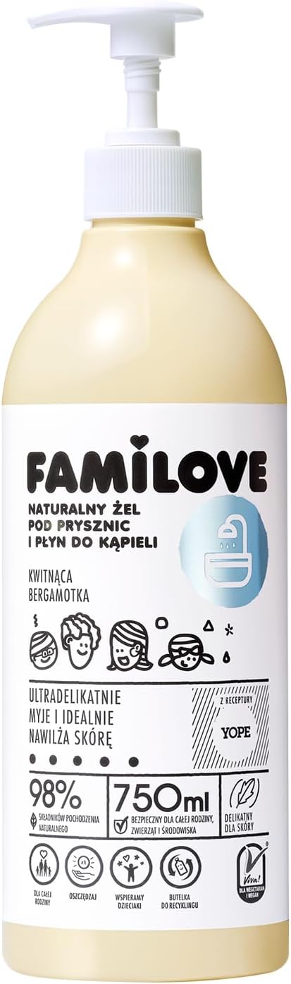 YOPE FAMILOVE żel pod prysznic | 98% naturalnych składników | delikatny | nawilżający | nawilżający | neutralna wartość pH | 750 ml