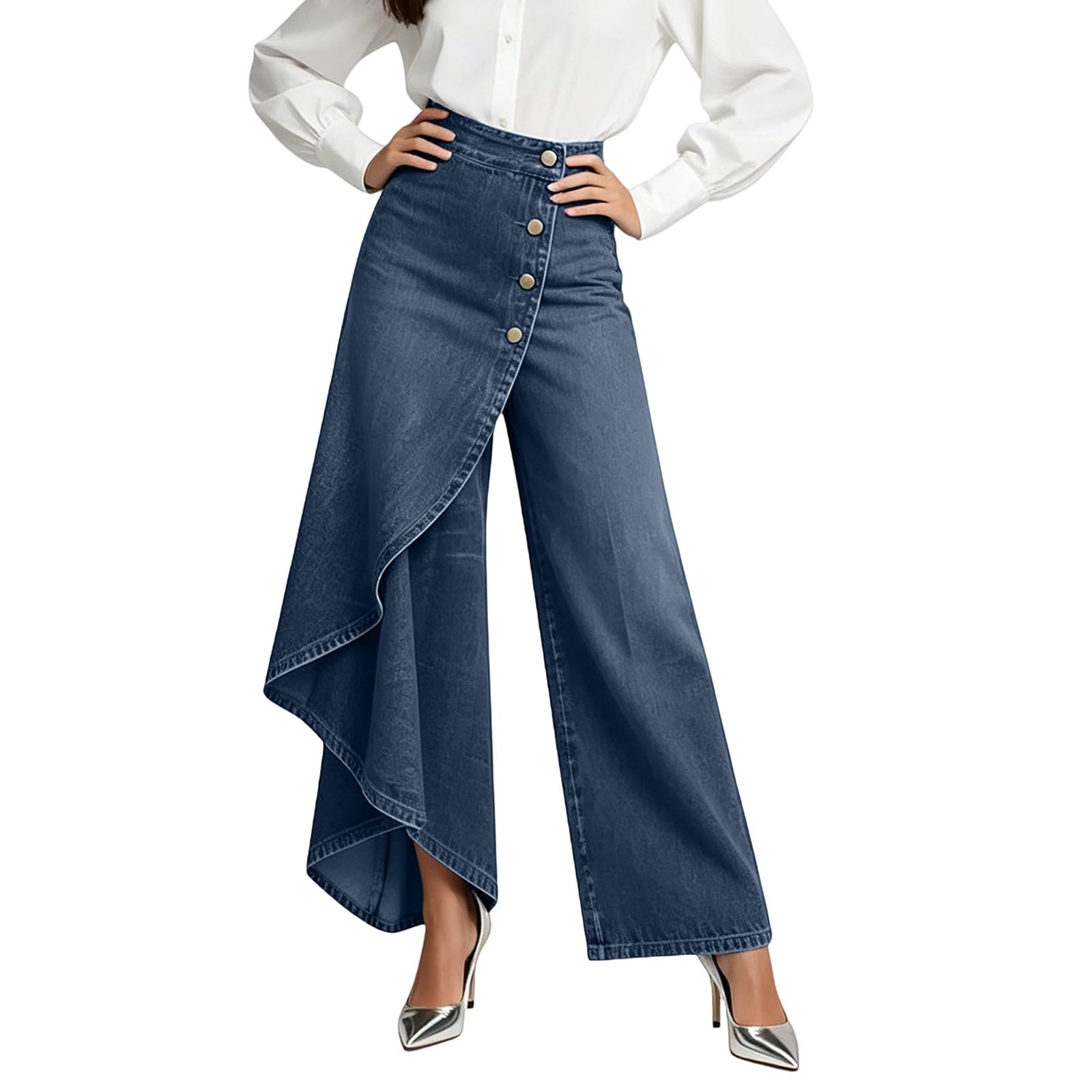 Jeans Donna Vita Alta Curvy Jeans Elasticizzati Leggeri Gamba Larga Pantaloni Denim Baggy Curvy Casual Wide Leg Pantaloni Vita Alta Larghi Tempo Libero con Tasche Pantalone Moda Y2k Push Up