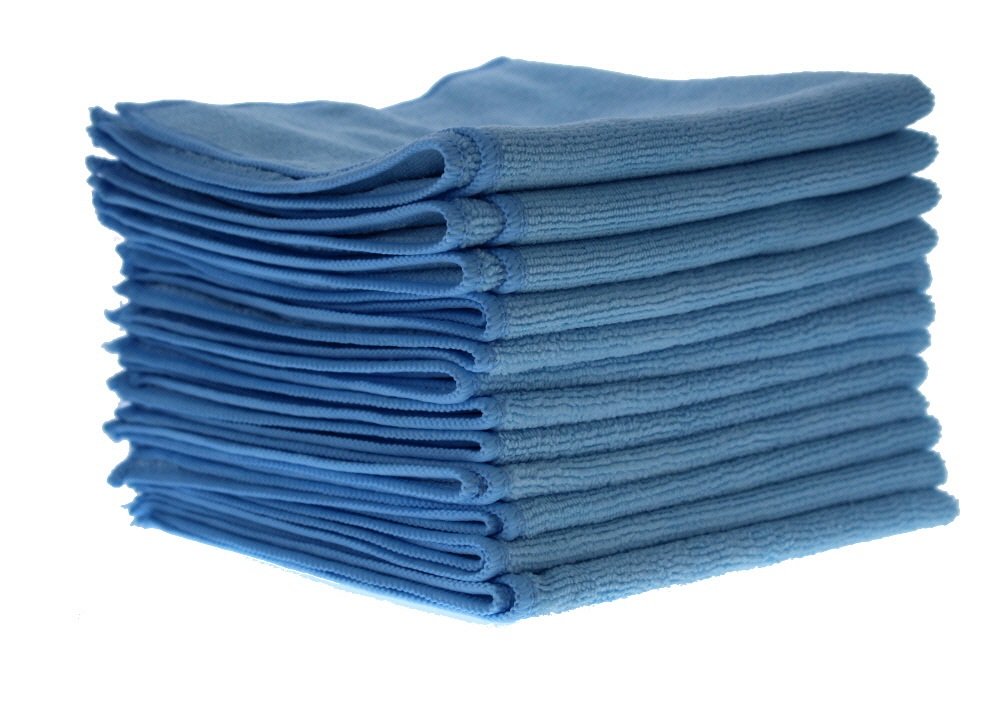 8-Pack 14" x 14" Blue Commercial Grade All-Purpose Microfiber HIGHLY ABSORBENT, LINT-FREE, STREAK-FREE Cleaning Towels PREMIUM 80% Polyester-20%