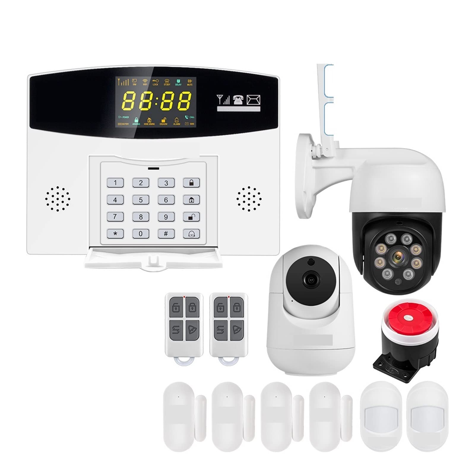Sistema di Allarme, Tuya Smart 4G GSM di allarme antifurto 433MHZ Wireless Wired Zone Link alla telecamera IP del sensore movimento(W214 Alarm Kit 4)