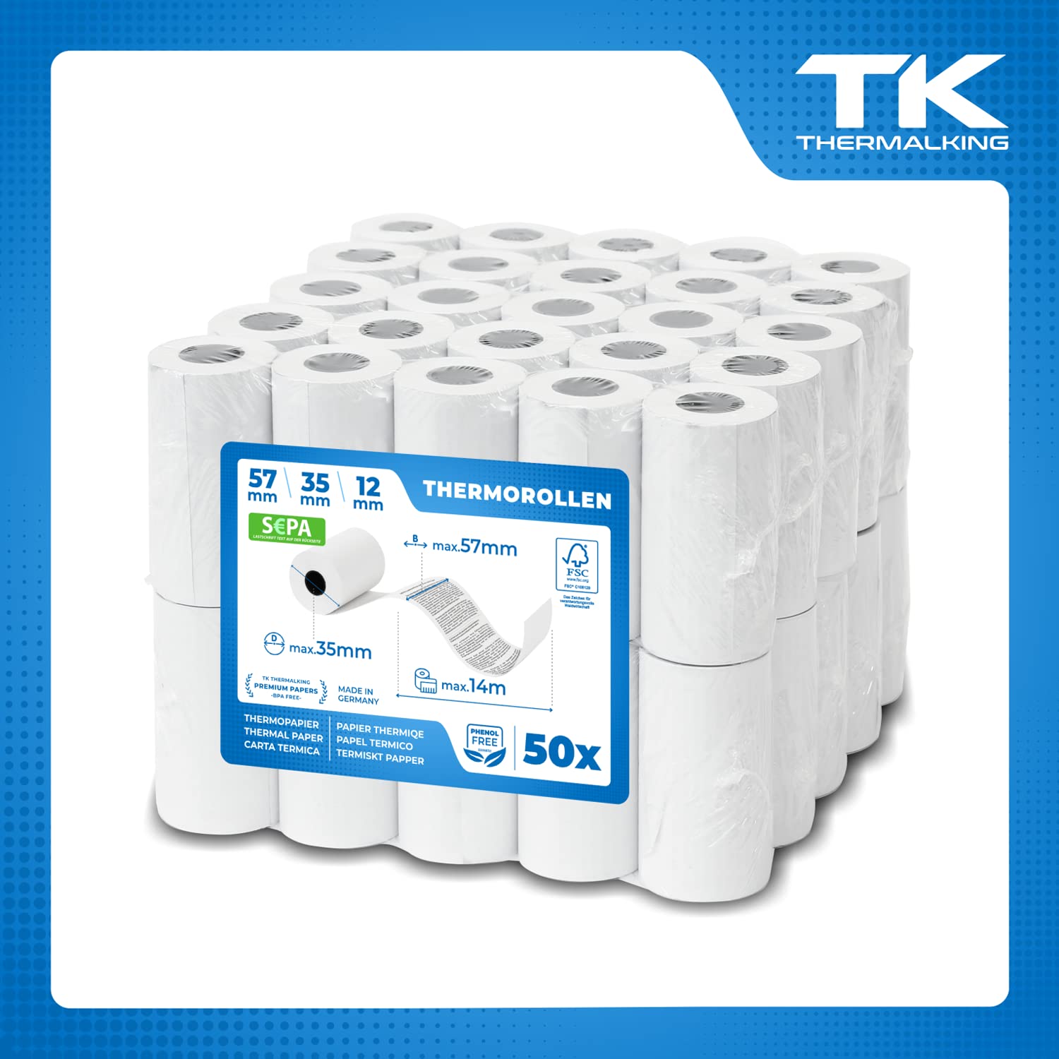 50 Rotoli Carta Termica 57x40mm - Per Stampanti Scontrini E POS - Foto 10
