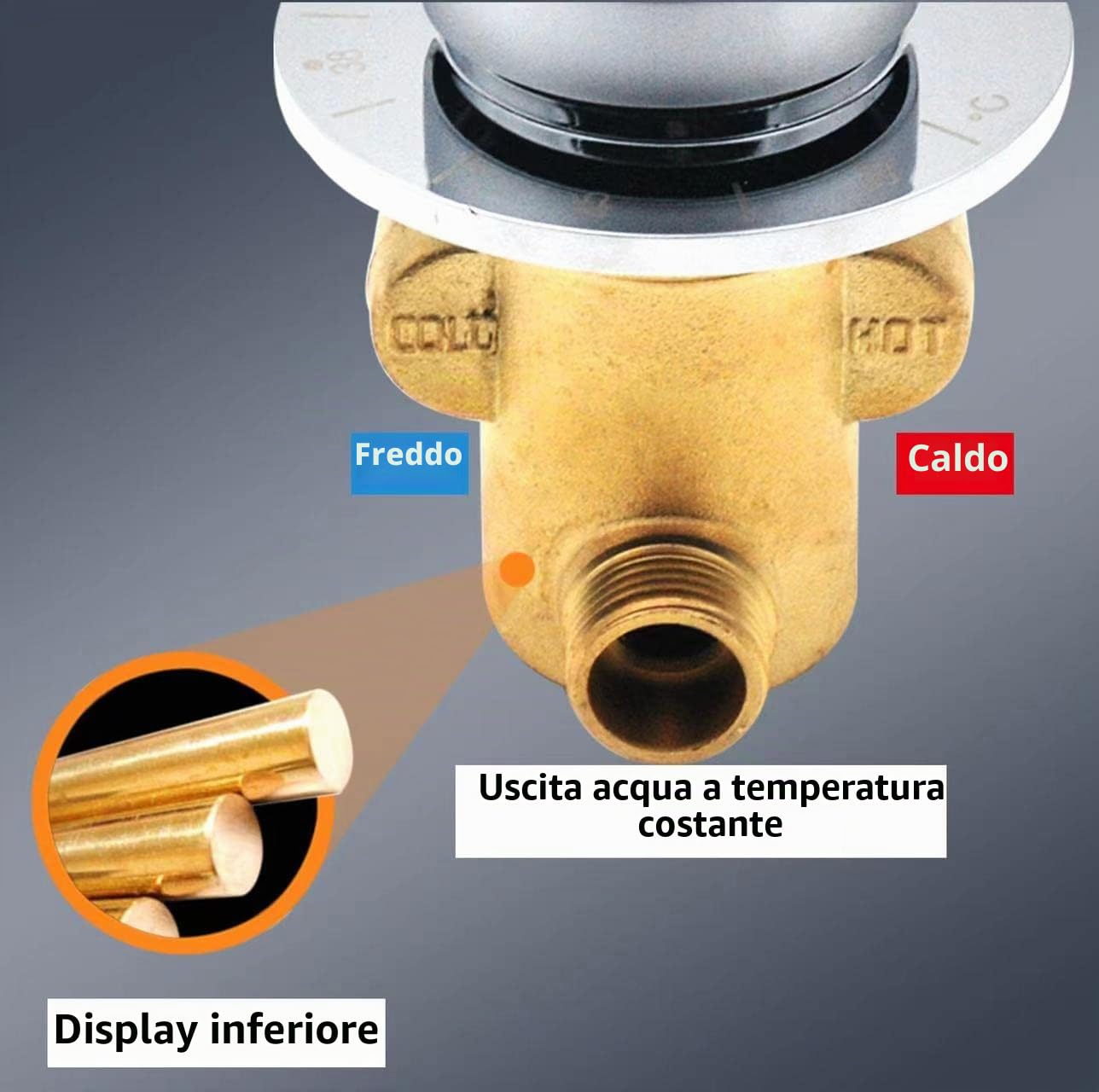 1 Via Miscelatore Termostatico Rubinetti Doccia, Miscelatore Murale in Ottone per Bagno Freddo e Caldo, Miscelatore Bagno per Doccia Cabina, G1/2"